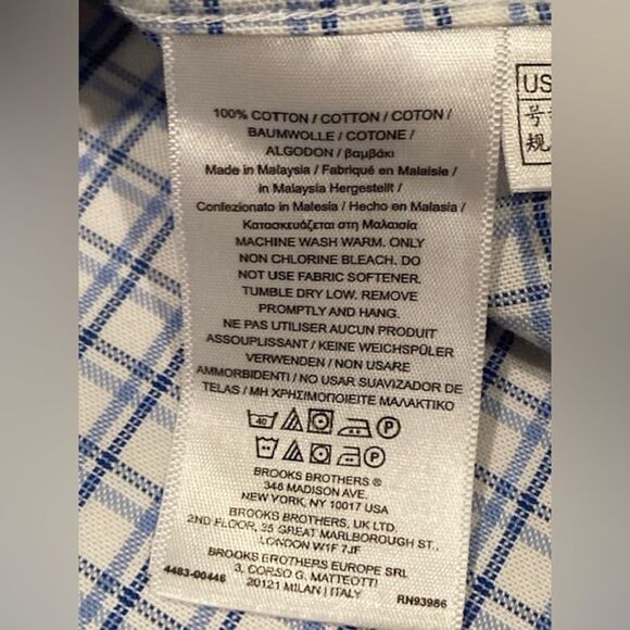 Brooks Brothers Men’s Madison Long Sleeve Button Down Shirt Blue White Checkered - Picture 5 of 11